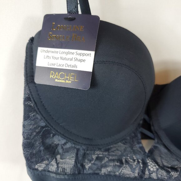 Rachel Roy Navy Blue Luxe Lace Longline Single Bra Sz 34C NWT - Picture 8 of 8